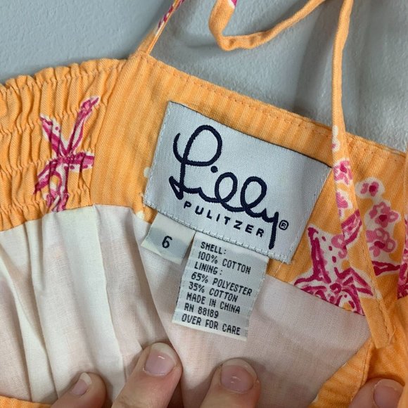 Lilly Pulitizer Women's Y2K Starfish Beach Tank Sun Dress Orange Pink Mini VTG 6 - Picture 11 of 15
